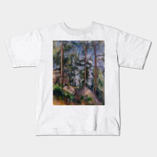 Pines and Rocks by Paul Cezanne Kids T-Shirt